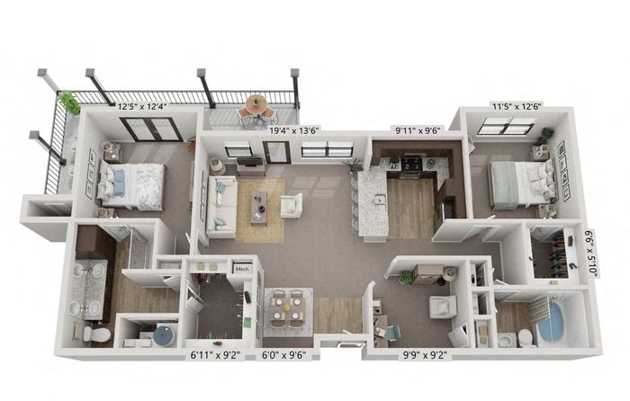 a floor plan of a house with a bedroom and a kitchen